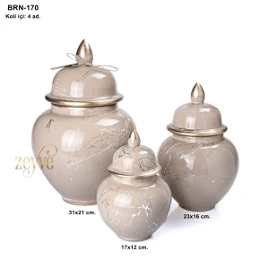 SERAMİK 3LÜ KAVANOZ JAR SET 12x17-16x23-21x31cm.-4