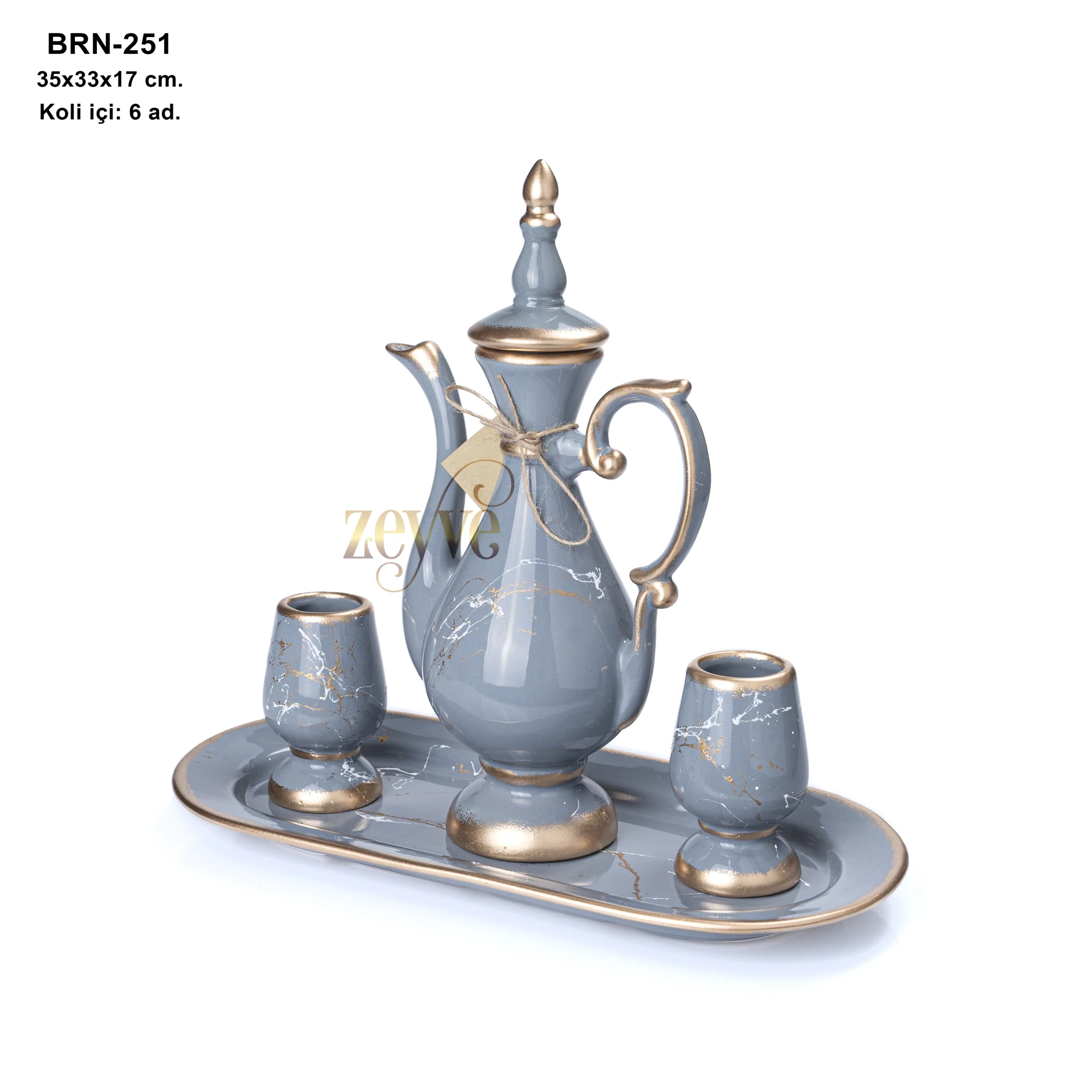 SERAMİK TABAKLI İBRİK SET 17x35x33cm.-6 - Görsel 4