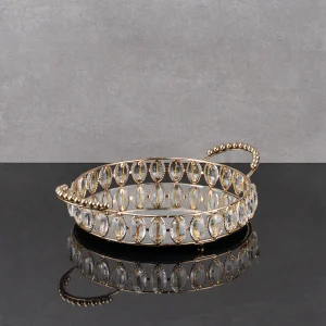 ZEYVE OVAL TAŞLI YUVARLAK TEPSİ KÜÇÜK 33x25x8cm