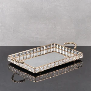 ZEYVE KARE TAŞLI DİKD. TEPSİ ORTA 46x25x6cm.