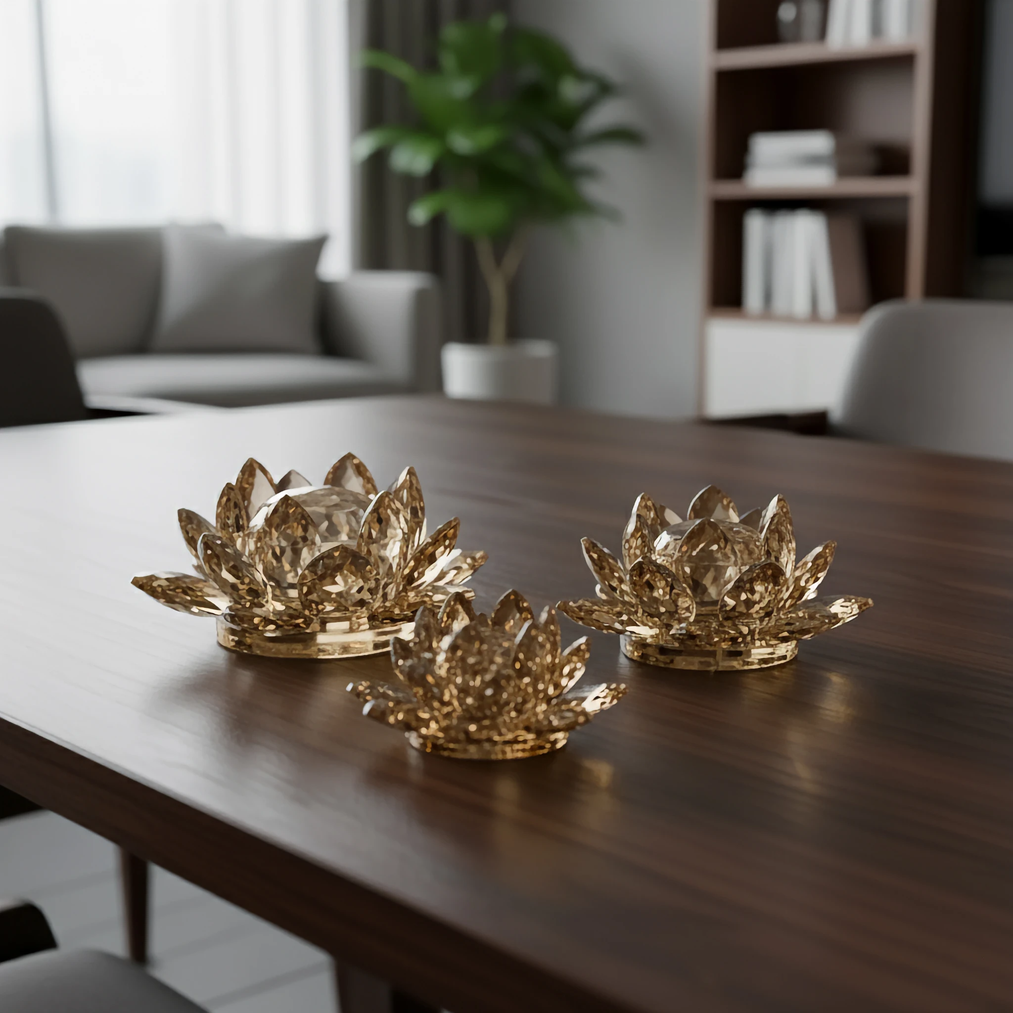 ZEYVE KRİSTAL LOTUS KAHVE KÜÇÜK 8x8x4,5cm.*60