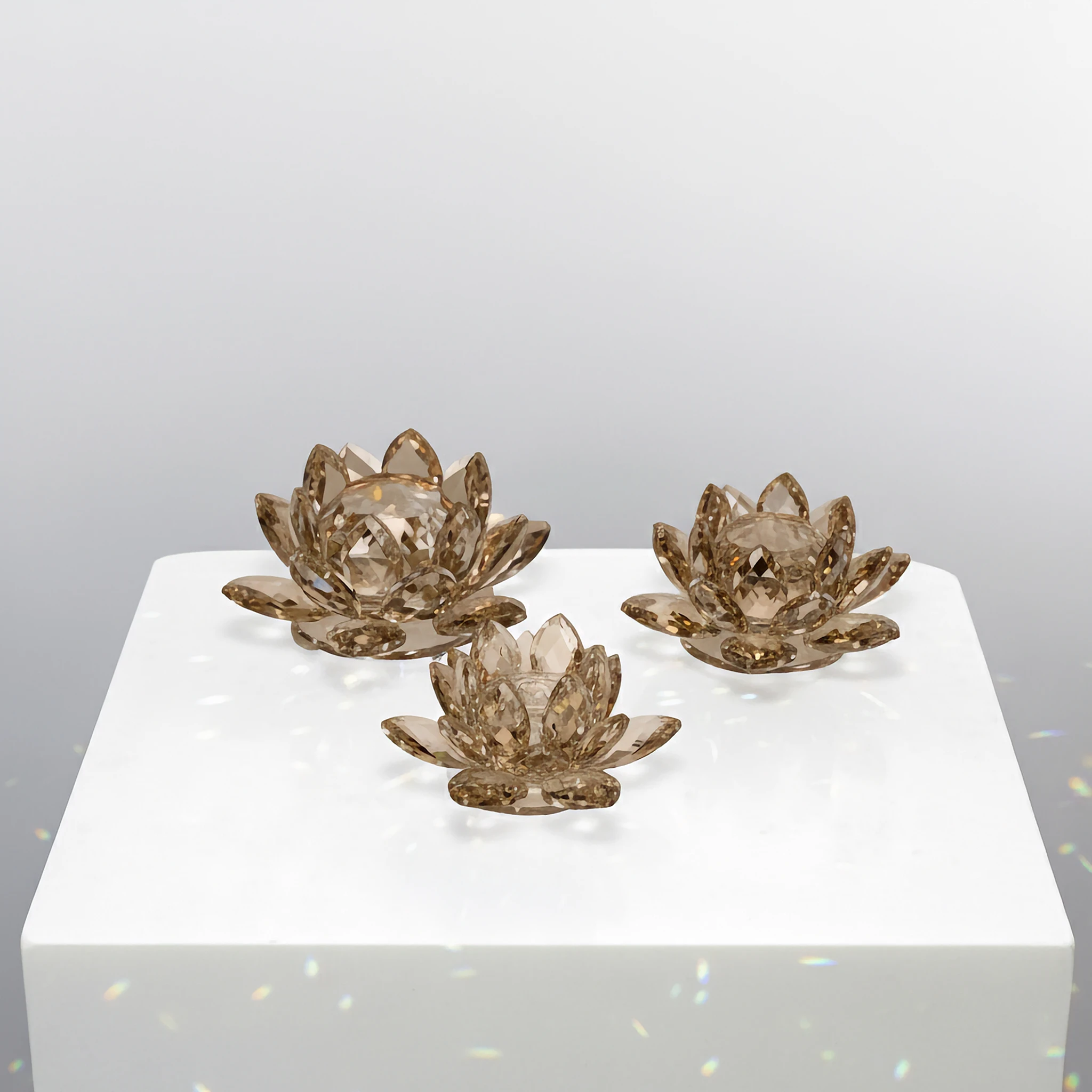 ZEYVE KRİSTAL LOTUS KAHVE KÜÇÜK 8x8x4,5cm.*60 - Görsel 2