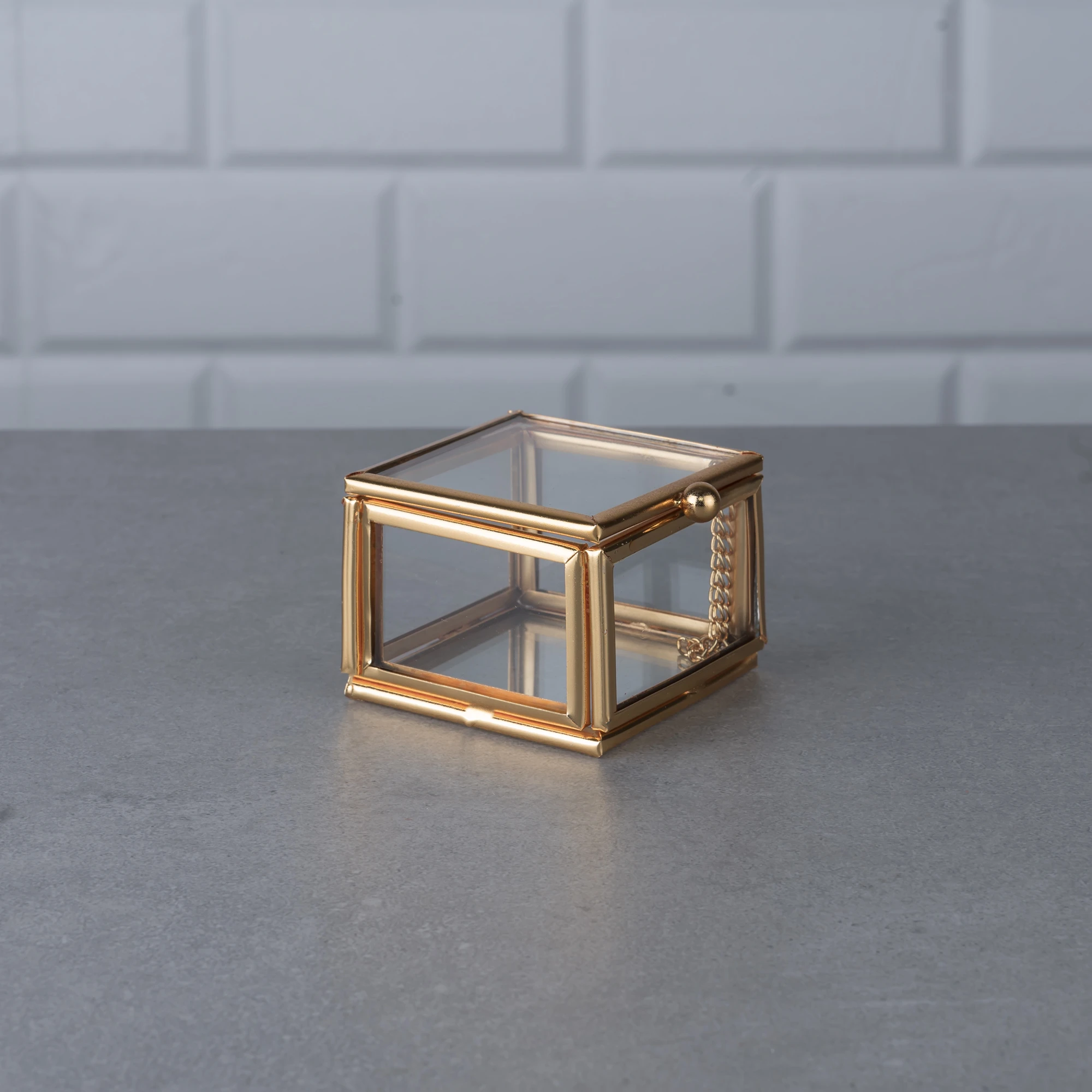 ZEYVE ÇERÇEVELİ CAM MÜCEVHER KUTUSU6x6x5cm*24 - Görsel 2