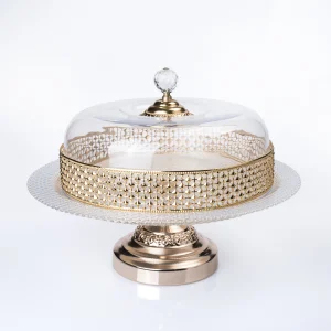 ZEYVE PİRAMİT AYAKLI CAM KEK FANUSU