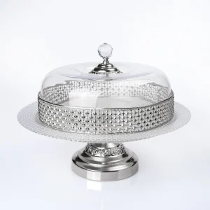 ZEYVE PİRAMİT AYAKLI CAM KEK FANUSU