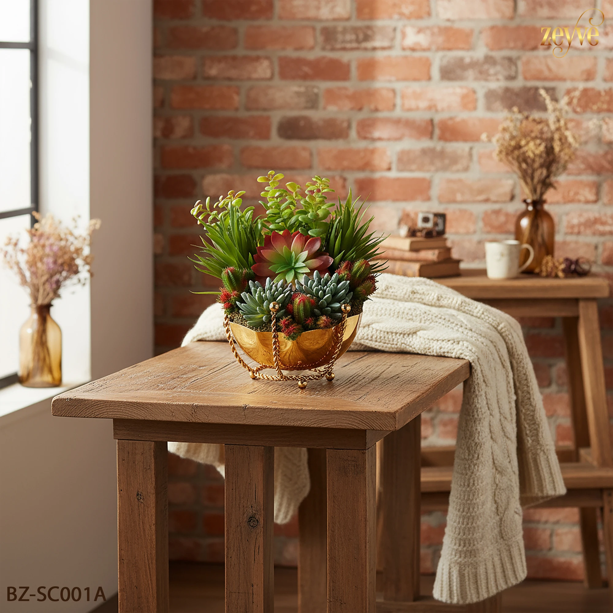 ZEYVE SAKSILI SUKULENT ÇANAKLI SAKSI 26x26x26cm. - Görsel 2