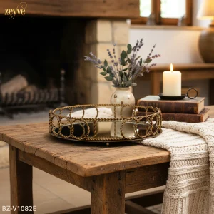 ZEYVE HALKALI KÜÇÜK YUVARLAK TEPSİ 35x35x9cm.