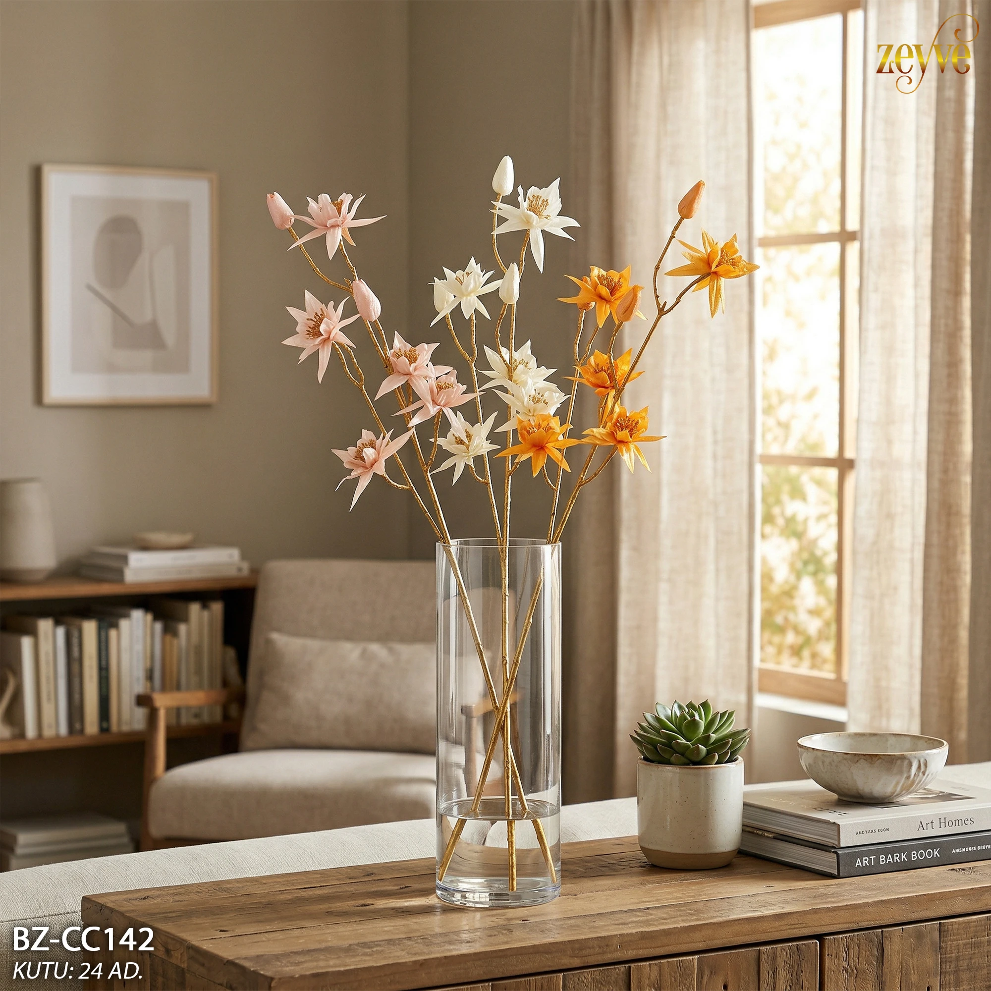 ZEYVE YAPAY ÇİÇEK 75cm. 4RENK *24/120