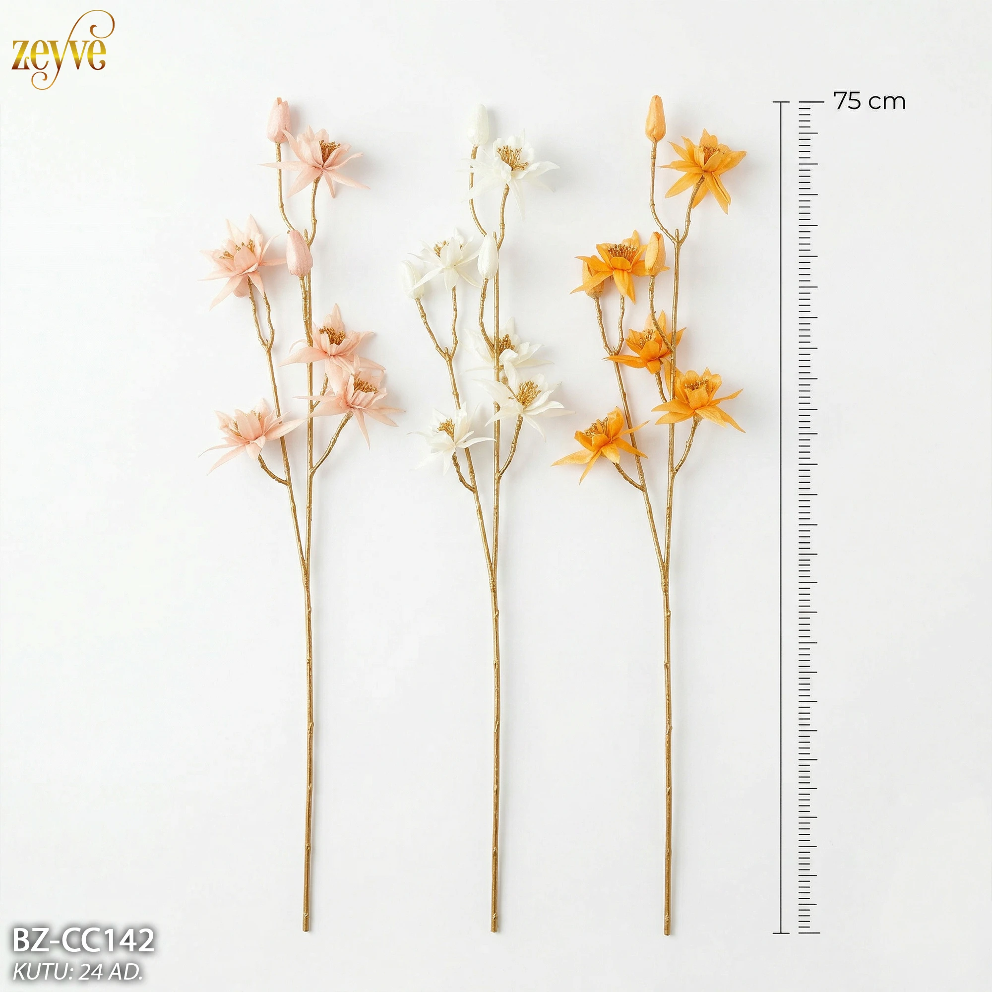 ZEYVE YAPAY ÇİÇEK 75cm. 4RENK *24/120 - Görsel 2