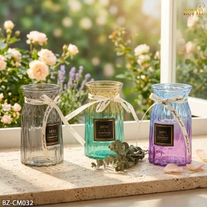 ZEYVE CAM VAZO RENKLİ DÖKME 72Lİ 14x8cm