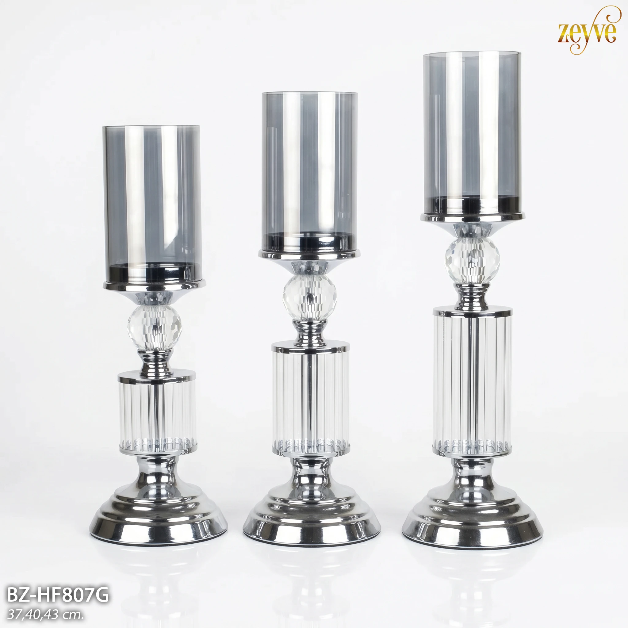 RM07G ZEYVE ÇİZGİ BORU CAM 3LÜ ŞAMDAN 37-40-43cm. - Görsel 2