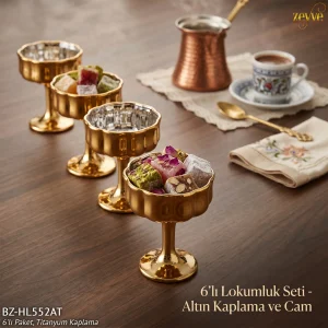 DALGALI DESEN TİTANYUM KAPLAMA 6LI LOKUMLUK *24