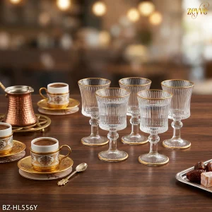 ALTIN ŞERİT ÇİZGİLİ 6LI KAHVE YANI *24