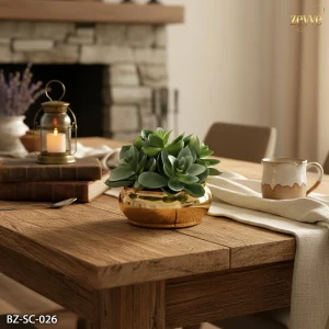 ZEYVE GOLD SAKSILI ROZET SUKULENT 10x14x14cm