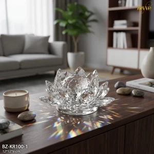 ZEYVE KRİSTAL LOTUS ŞEFFAF BÜYÜK 12x12x6cm. *48
