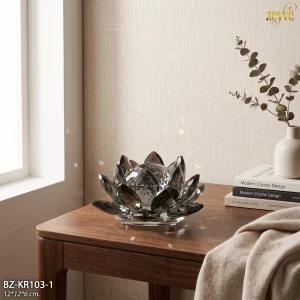 ZEYVE KRİSTAL LOTUS FÜME BÜYÜK 12x12x6cm.*48