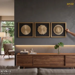 ZEYVE AHŞAP GOLD DEKORLU 3D TABLO SET 45x45cm*1set