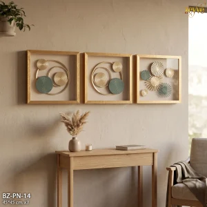 ZEYVE AHŞAP GOLD DEKORLU 3D TABLO SET 45x45cm*1set