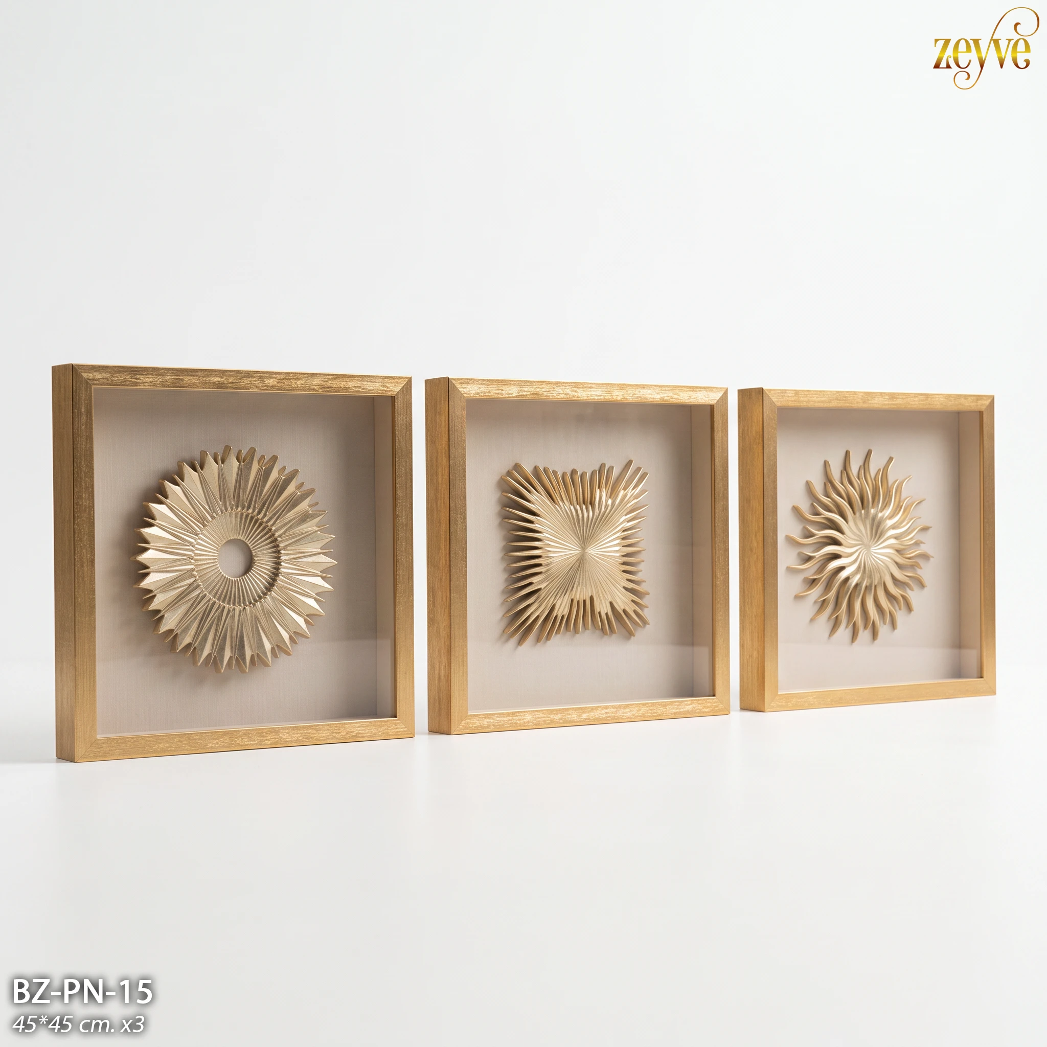ZEYVE AHŞAP GOLD DEKORLU 3D TABLO SET 45x45cm*1set - Görsel 3