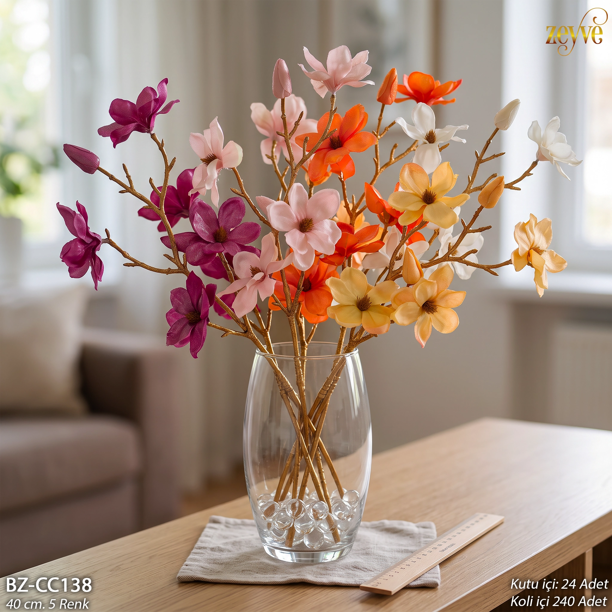ZEYVE YAPAY ÇİÇEK 40cm. 5RENK *24/240 - Görsel 2