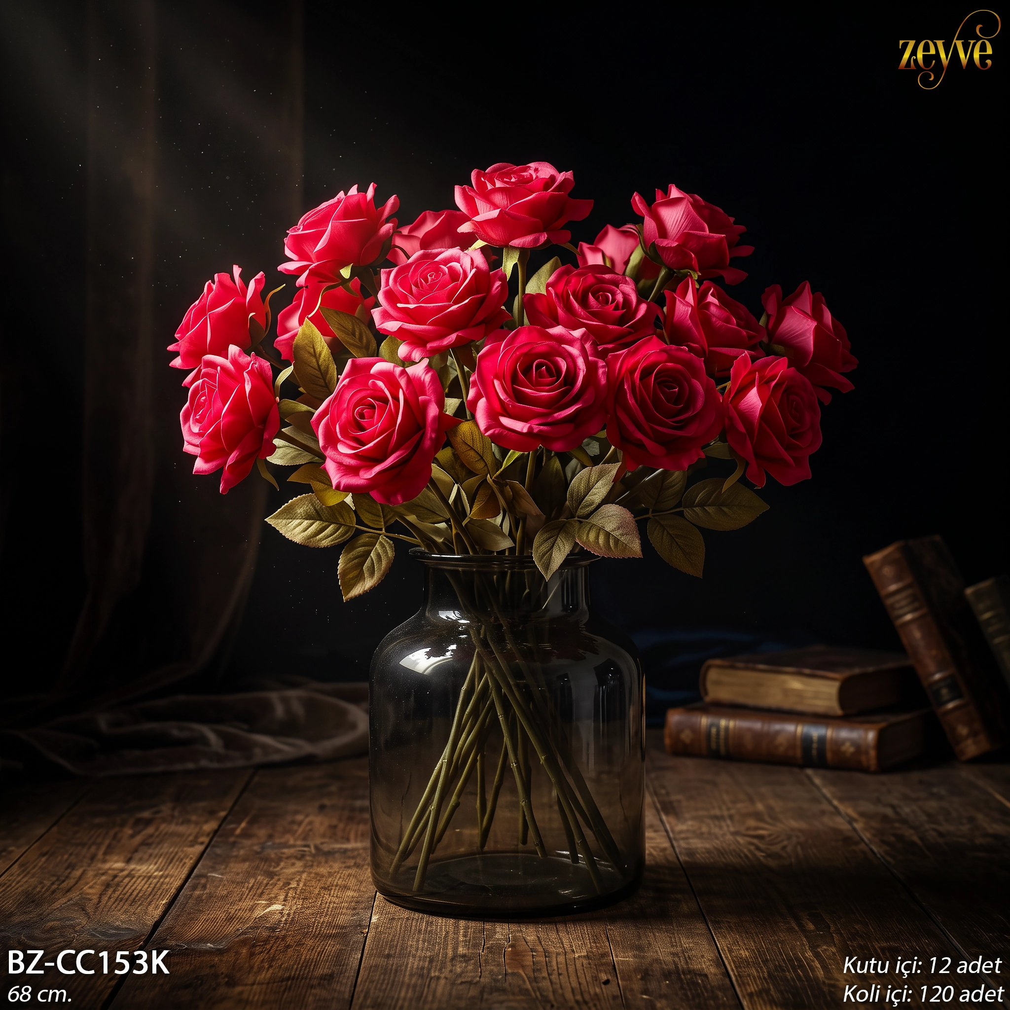 ZEYVE TEK DAL GÜL KIRMIZI 68cm*12/120
