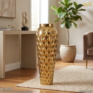 ZEYVE GOLD BAKLAVA DESEN ALTIN VAZO 58x22x22cm *4