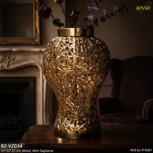 ZEYVE GOLD DELİKLİ TOMBUL VAZO 35x22x22 *8