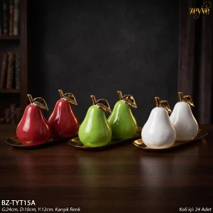 ZEYVE SERAMİK 2Lİ RENKLİ ARMUT SET TEPSİ (TY035x2)